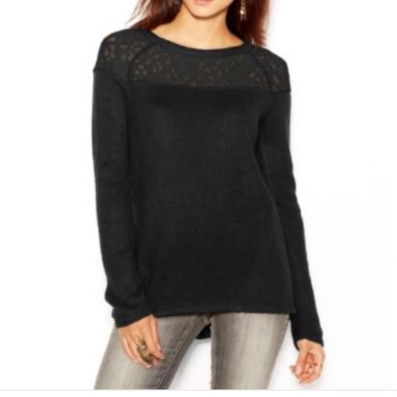 Sanctuary Black Lace Yoke Pullover Sweater - Picture 2 of 8